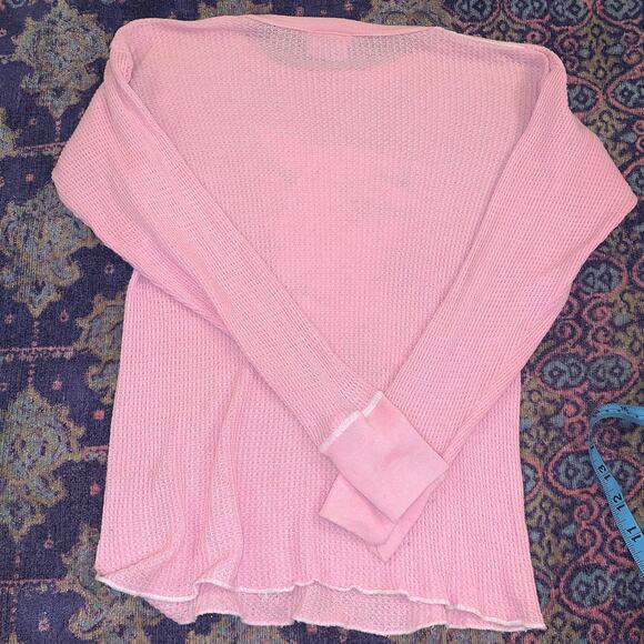 VINTAGE 90's ANKH PINK THERMAL TOP-XS-Peace Love Freedom Tattoo Biker - Picture 7 of 7